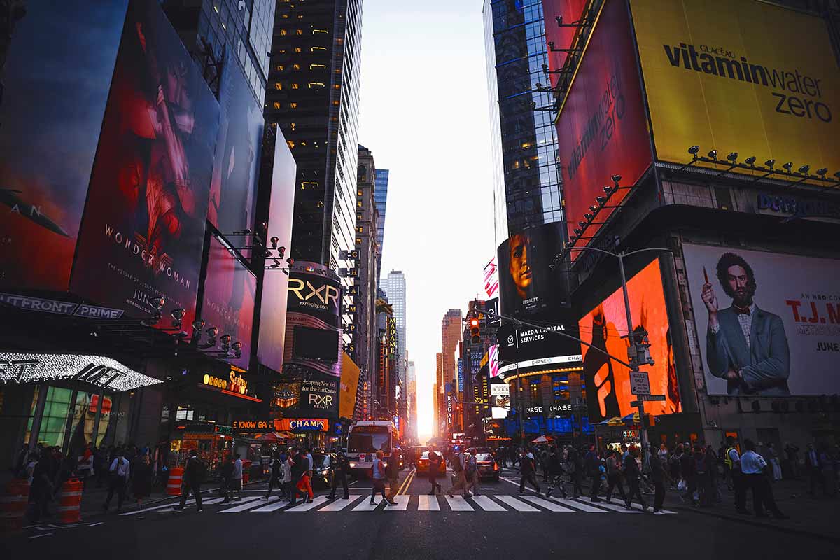 Times Square, New York at sunset