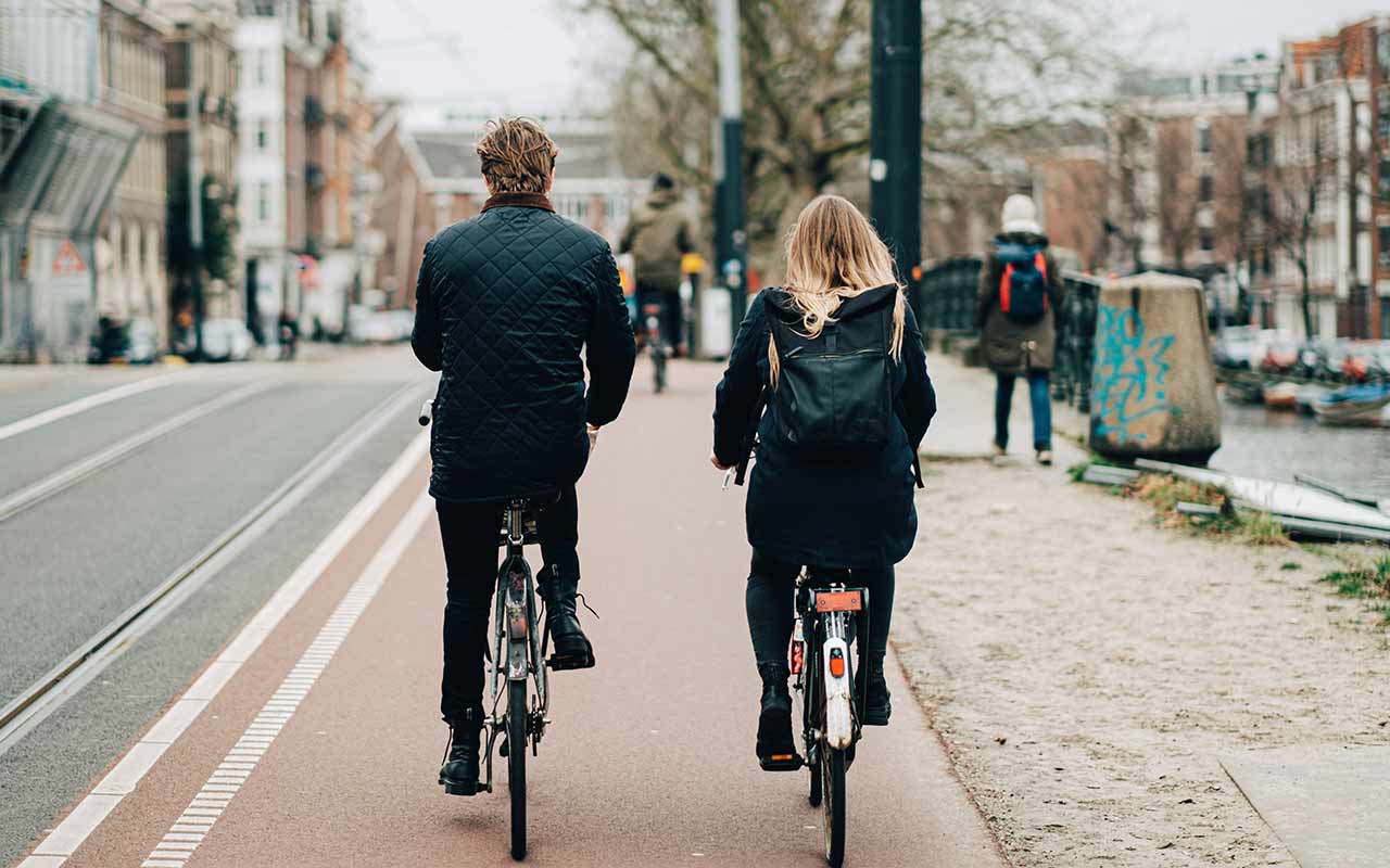 Bikes are common mode of transport in Amsterdam