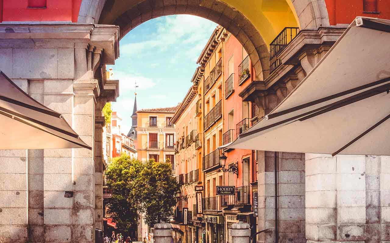 The beautiful facade and streets of Chamberí, Madrid