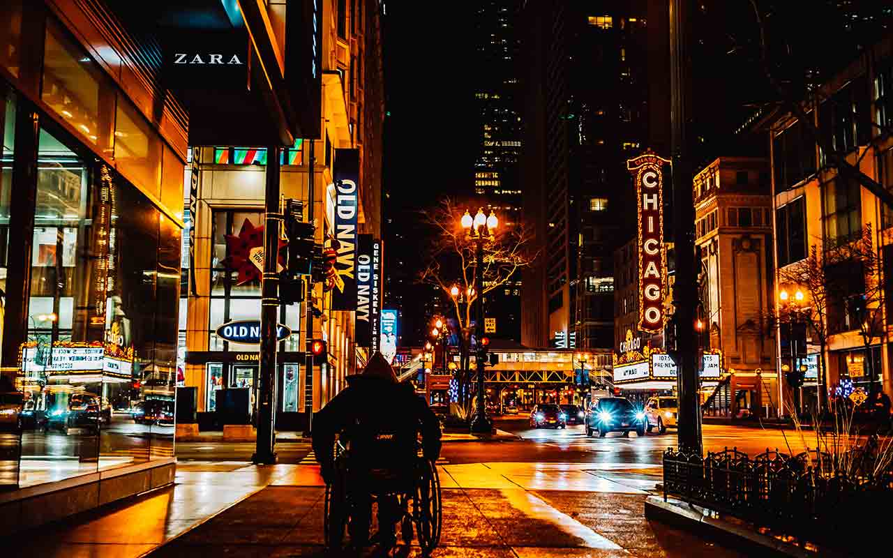 Chicago street at night