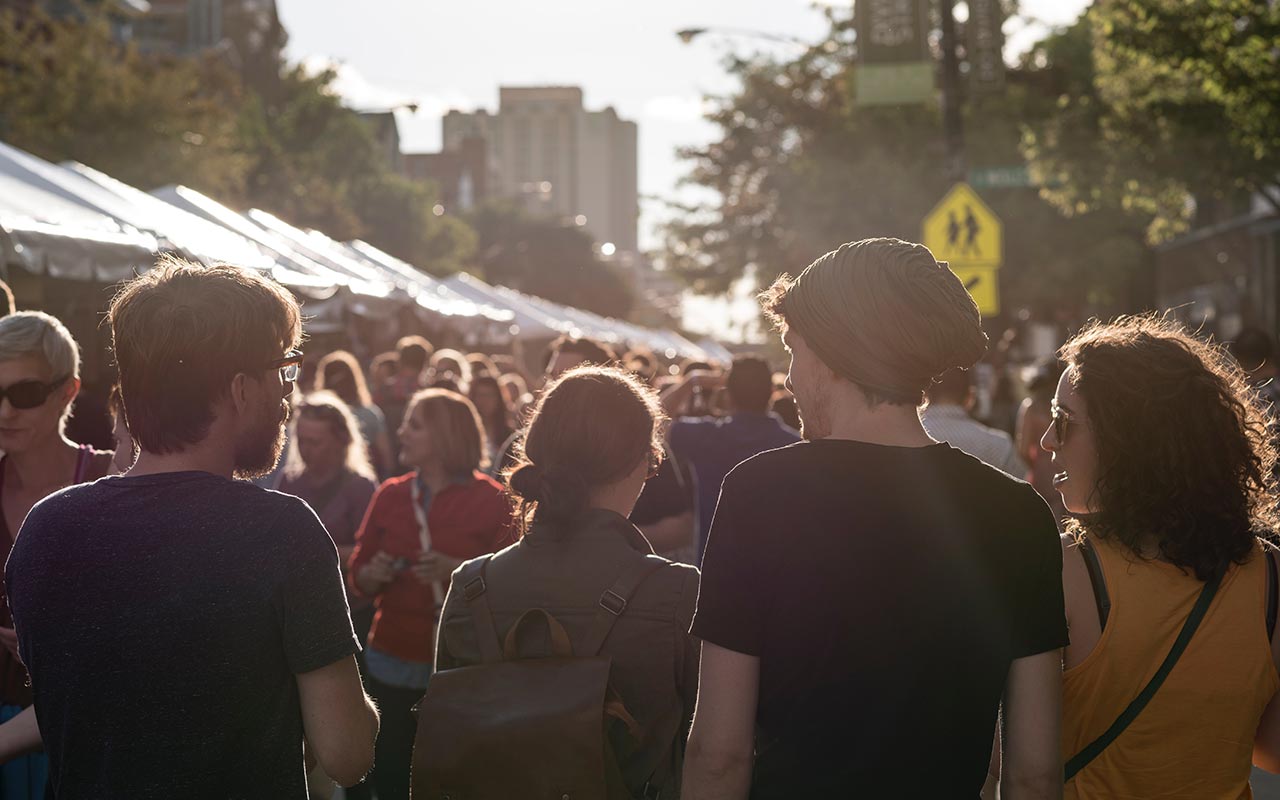 Tourists enjoying a festival in Chicago