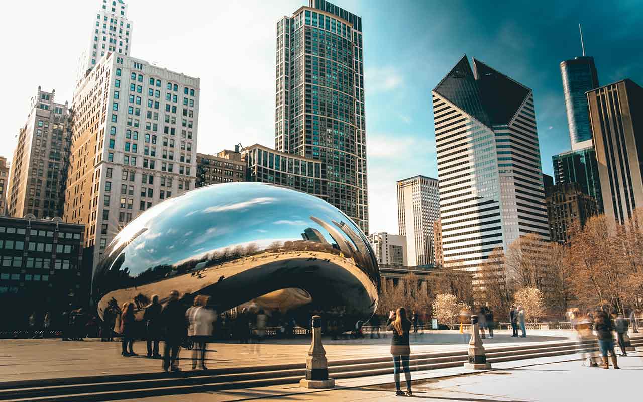 he famous Cloud Gate is part of the The Loop in Downtown Chicago