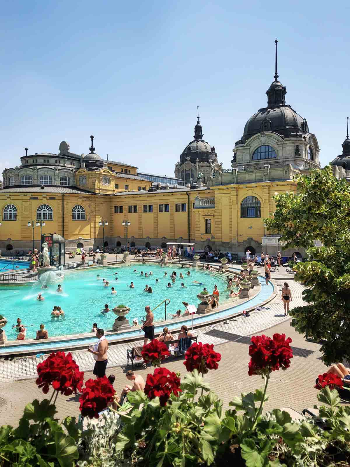 The Széchenyi Thermal Bath is jam-packed with locals and tourists