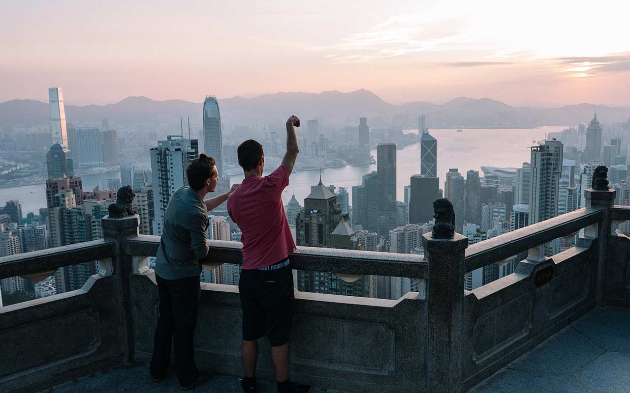 Locals enjoying the view from Victoria Peak