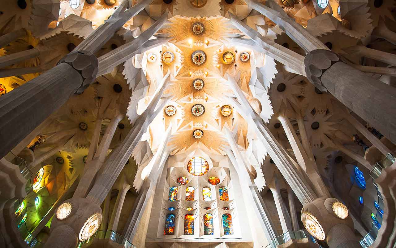 A closer look at the interiors of La Sagrada Familia.