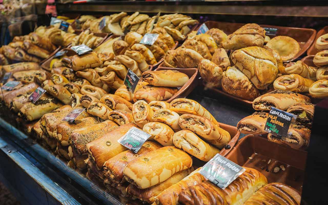 Bread sold at Mercat de Sant Josep de la Boqueria, one of the popular markets in La Rambla. 