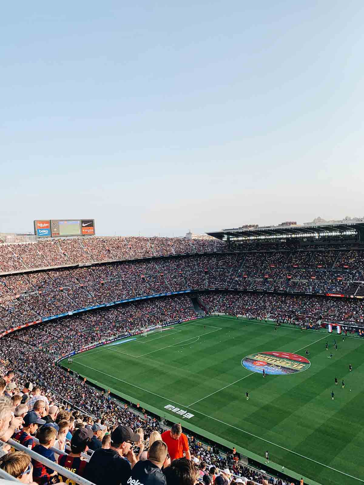 A full house game in Camp Nou as supporters rally for the home club FC Barcelona.