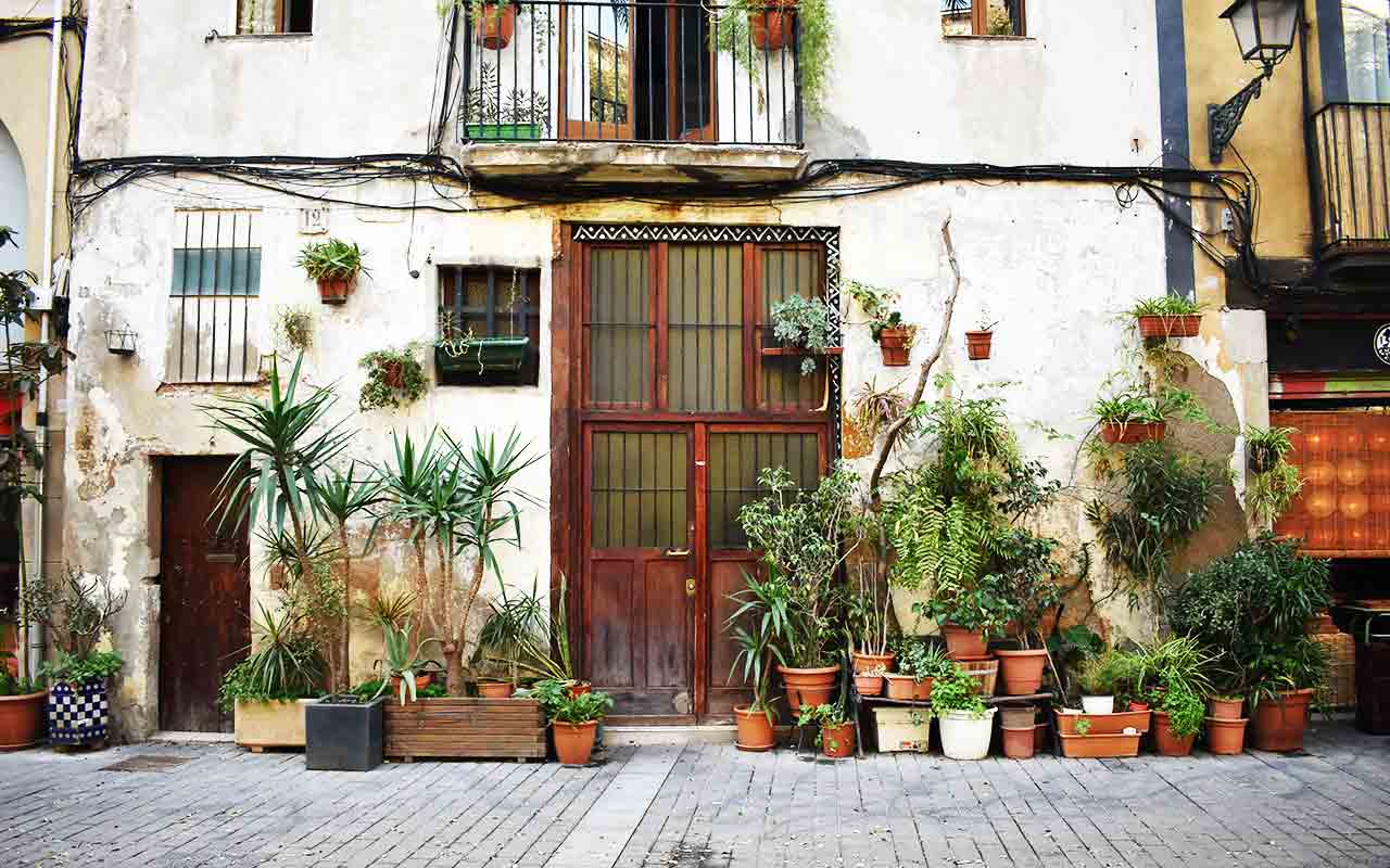 A street in the Ciutat Vella otherwise known as Old Historic Center of Barcelona.