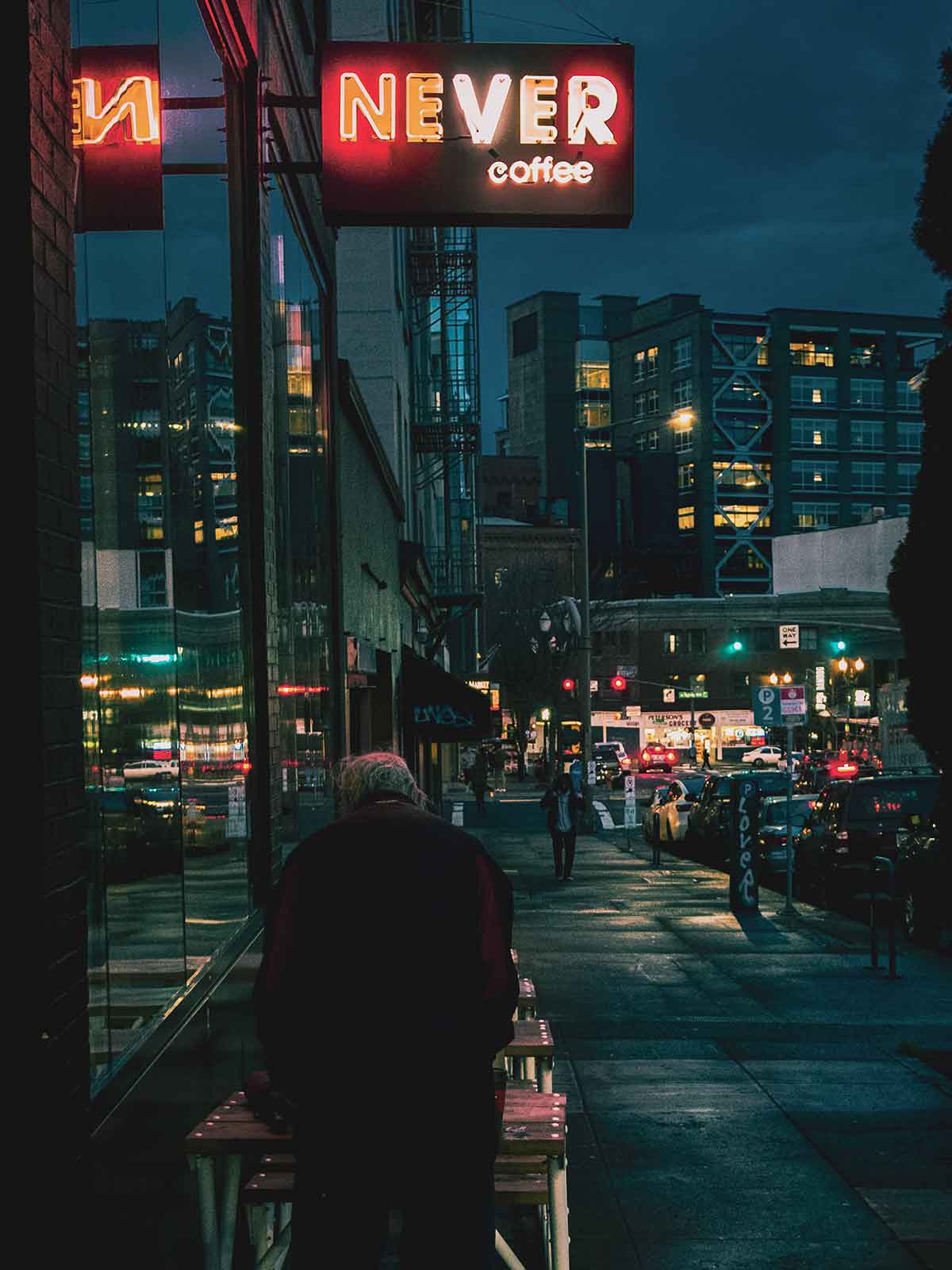 Never Coffee in Downtown Portland - one of the popular coffee shops in the area