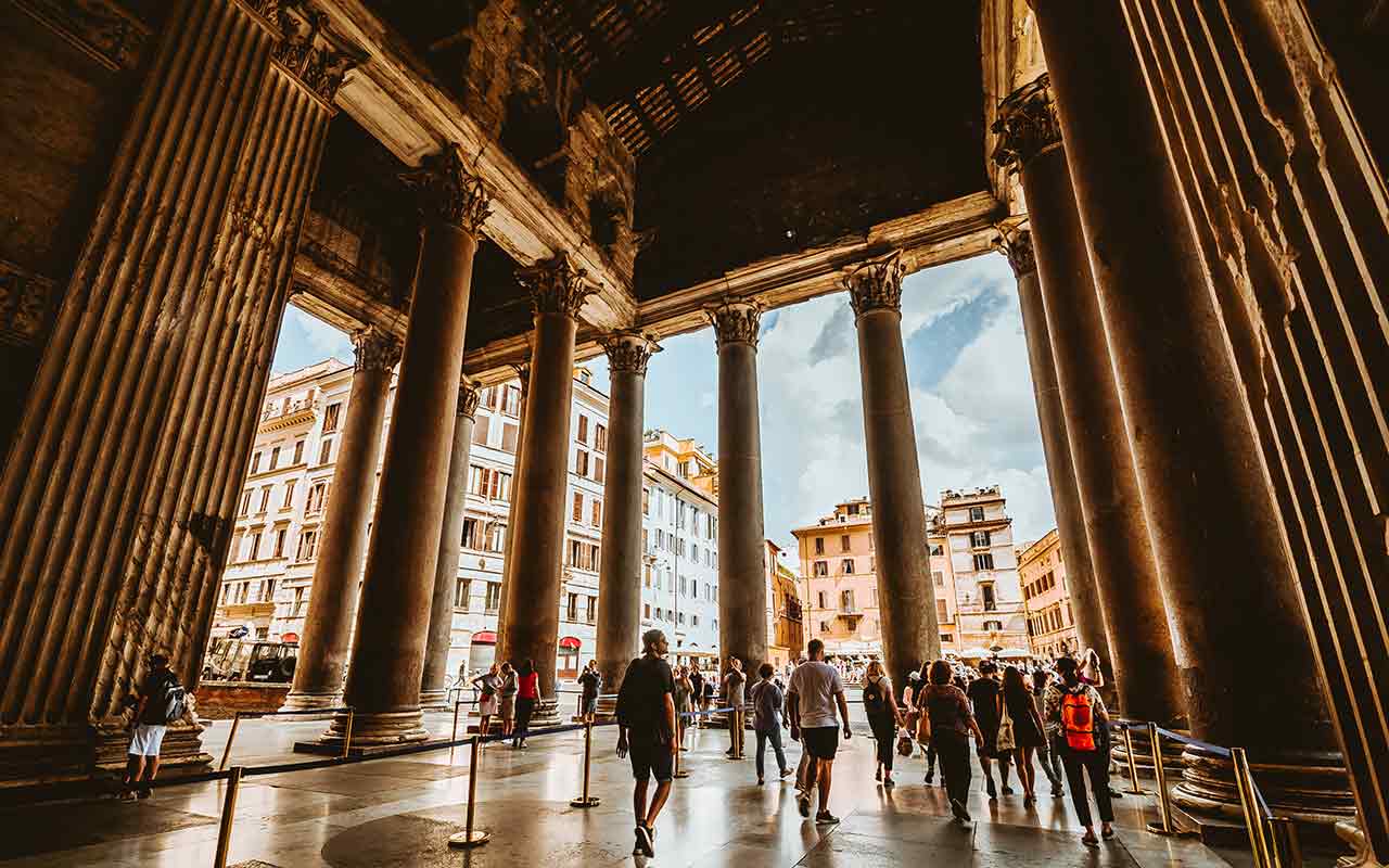 The view from inside the Pantheon building