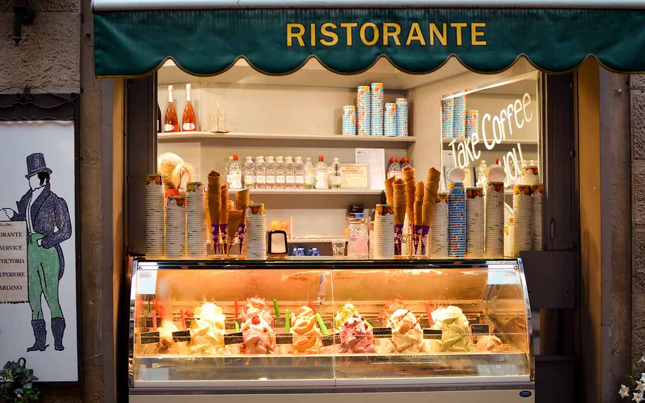 a gelato restaurant in Florence italy