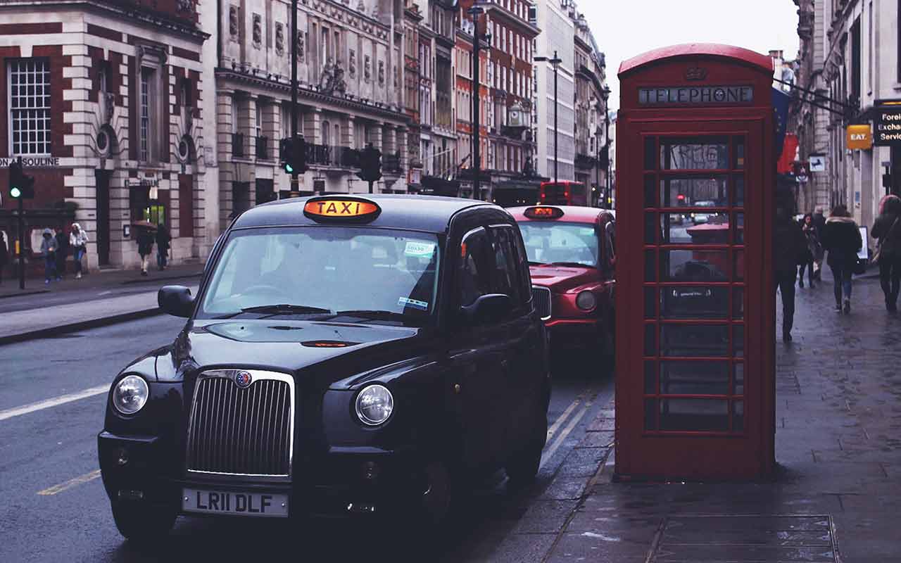 A black cab in a street in London
