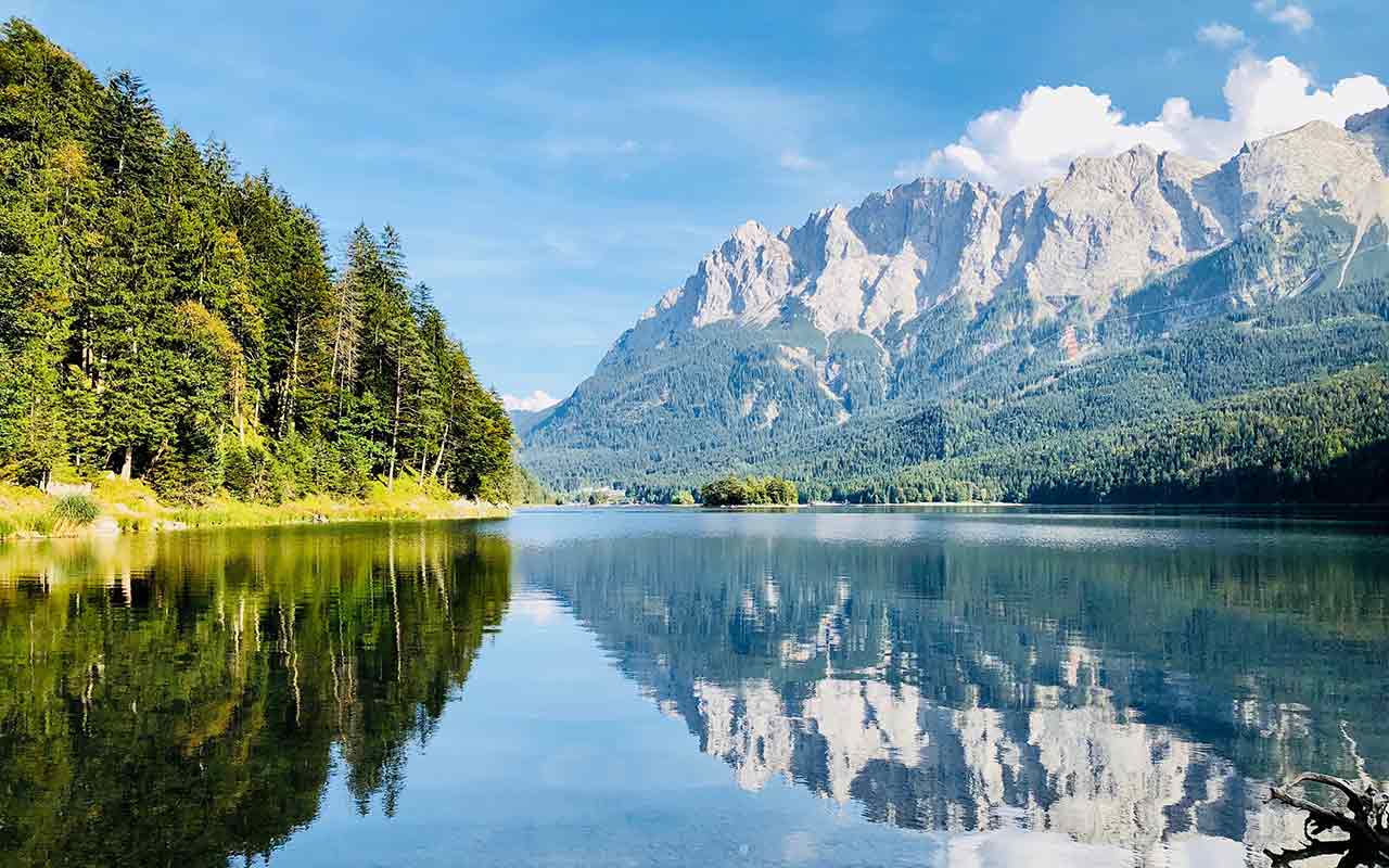  Beautiful view of the lake in Eibsee, Bavaria, Germany