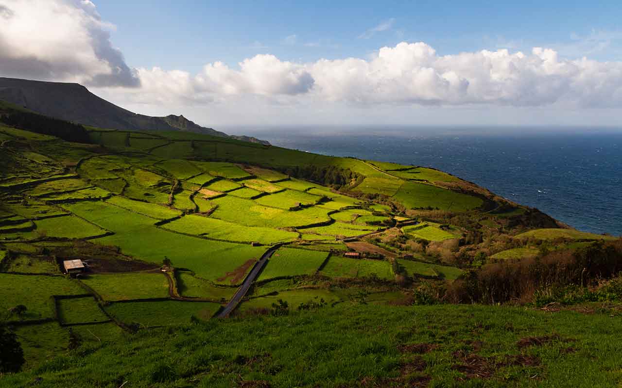 An aerial view of Pico Island, one of the islands of Azores