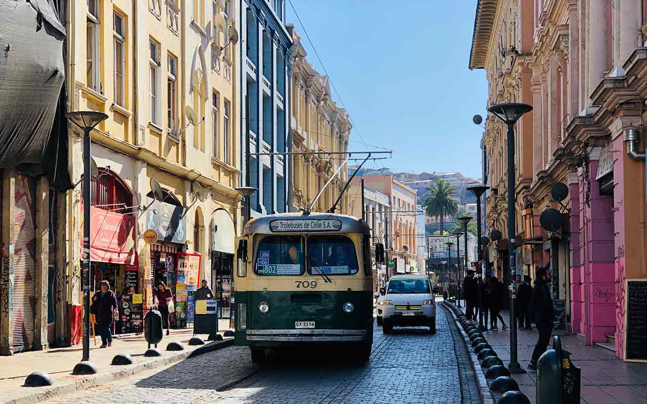 A local bus in Valparaiso, Chile 