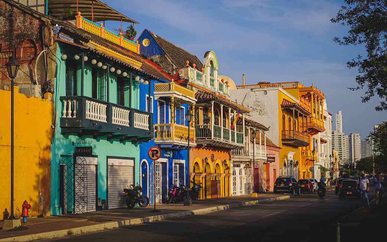Colorful houses in Cartagena, Colombia