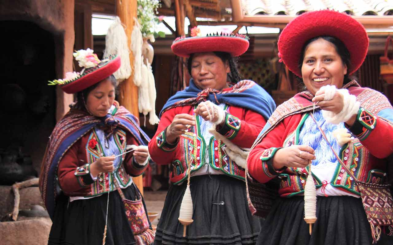 Locals in a mountain village in Peru