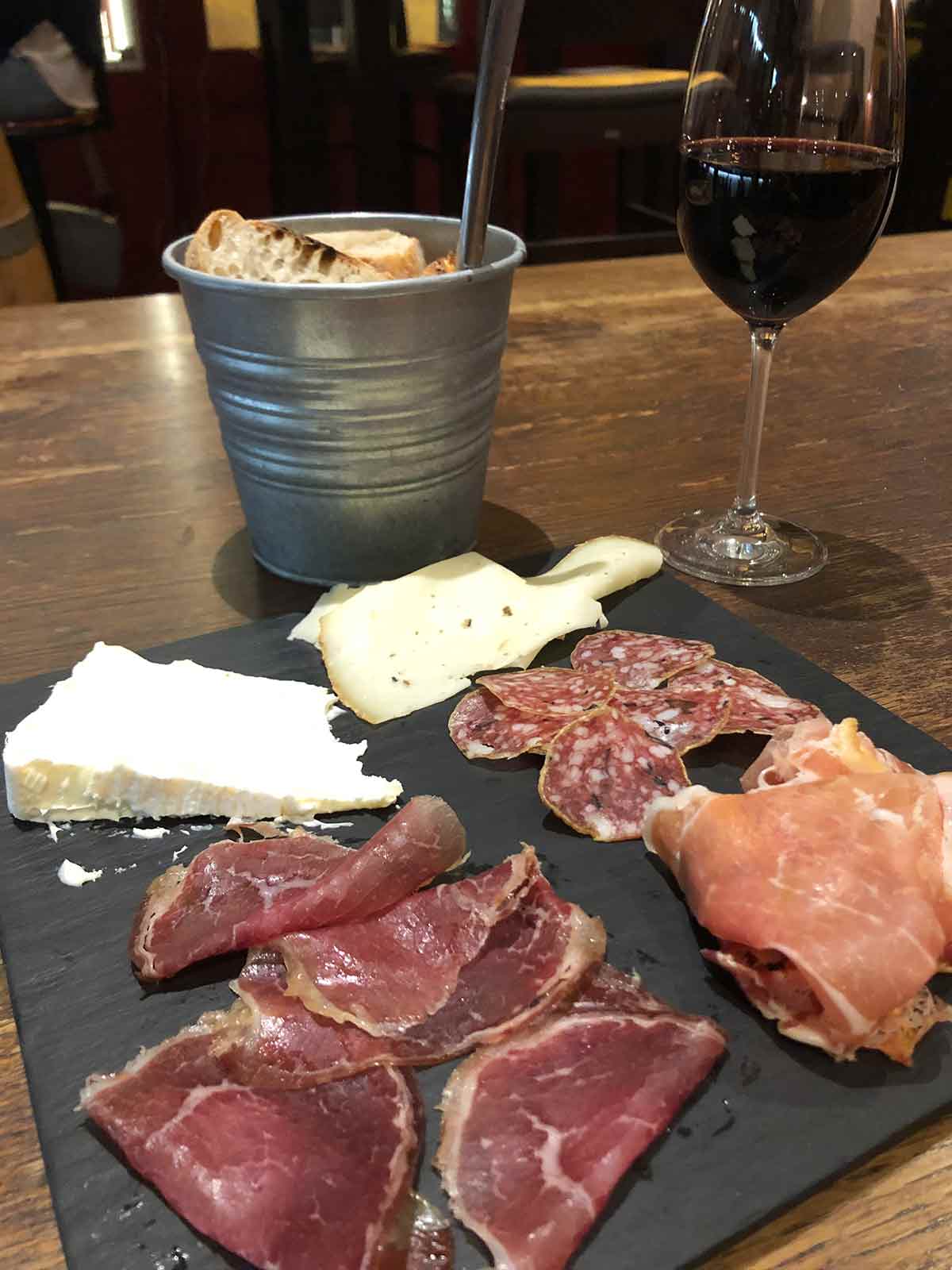 cheese and cured ham board