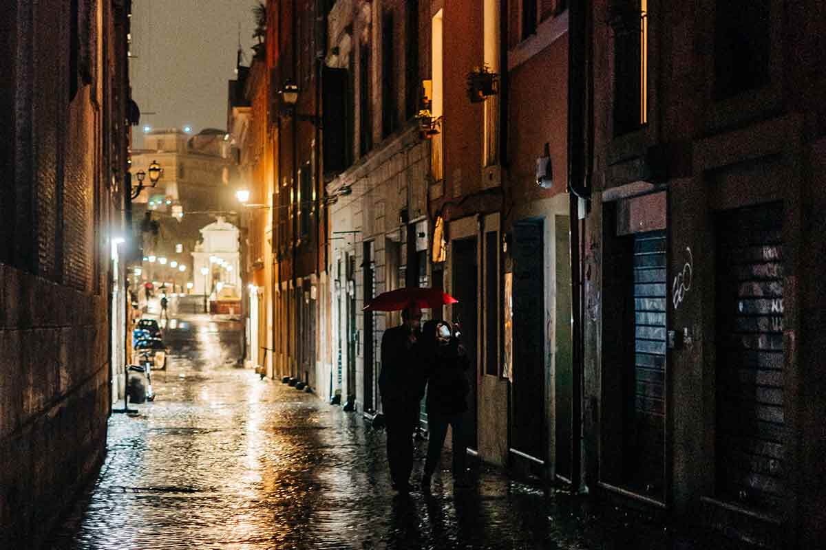 rome italy street safety night